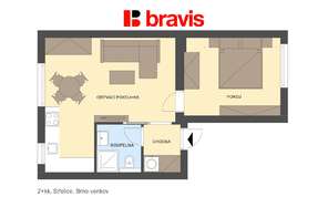 Rent flats 2+KT 48 m², Brno - Líšeň