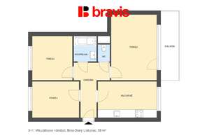 Prodej bytu 3+1 po rekonstrukci, Brno – Starý Lískovec, Mikuláškovo náměstí