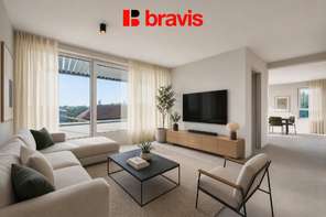 Prodej novostavby luxusního bytu 4+kk, 103,4 m², Horní Heršpice, terasa s dechberoucím výhledem 57,24 m², 2x parkování, sklep