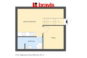 Pronájem bytu 2+kk v rodinném domě, ul. Sejkorova Brno - Židenice, bezproblémové parkování