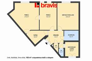 Sale flats 4+KT 105 m², Brno - Veveří