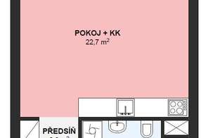Pronájem moderního zařízeného bytu 1+kk, ulice Vídeňská, Brno - Štýřice
