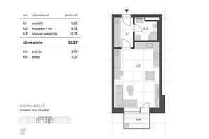 Apartment for sale 1+kk in the new project Rezidence Haná, Vyškov, balcony, cellar