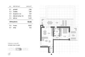 Modern 2+kk apartment with a terrace of 46 m² in the Rezidence Haná project, Vyškov, cellar