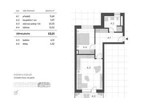 Sale of a 2+kk apartment with a balcony and a cellar in the new building Rezidence Haná, Vyškov