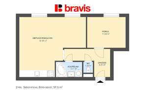 Pronájem bytu 2+kk, ul. Sekaninova, Brno - Husovice, sklep, centrum města, v blízkosti Nové Zbrojovky