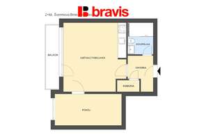 Pronájem bytu 2+kk, ul. Švermova, Brno - Bohunice, lodžie, sklep