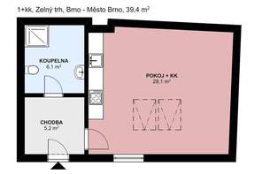Podnájem moderního bytu 1+kk v srdci Brna, Zelný Trh
