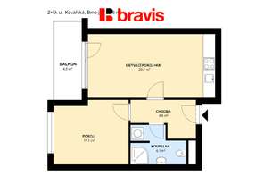 2+kk apartment for rent, Kovářská street, Brno - Komárov, partially furnished, spacious balcony, cellar, parking