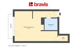 Pronájem bytu 1+kk, Brno - Žebětín, po kompletní rekonstrukci, ul. Kohoutovická