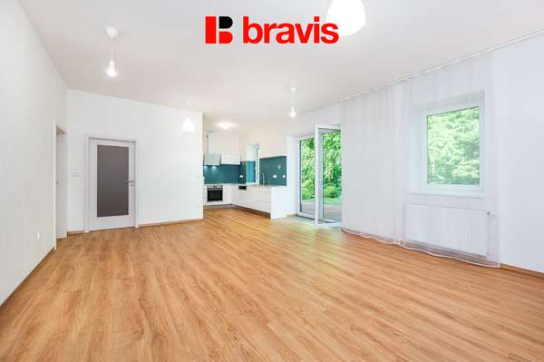 Nice 3+kk apartment for rent, Vranov village, Brno-venkov district, terrace with garden, cellar, two parking spaces, quiet location right next to the forest