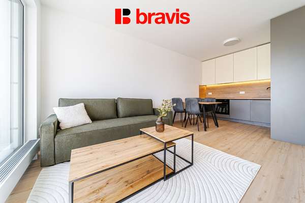 Pronájem bytu 2+kk 52,3 m², ul. tř. Generála Píky, Brno - Černá Pole, garážové stání, zařízený, novostavba, výhoda prvního nájemce