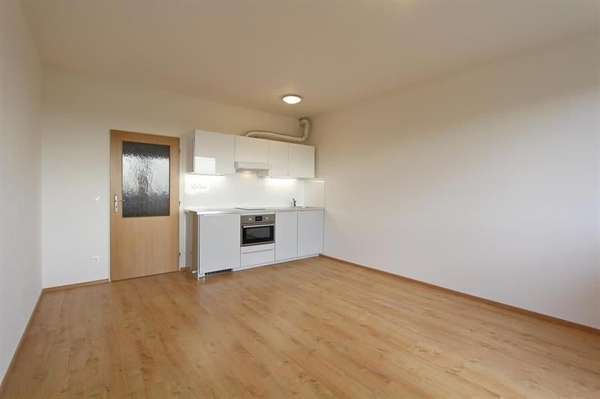 Pronájem bytu 1+kk, Brno - Slatina, novostavba, předzahrádka, sklep, částečně zařízený