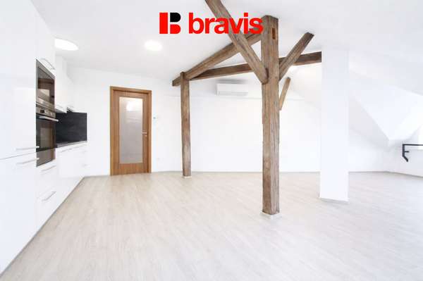 Apartment for rent 1+kk, 58 m², Brno - center, Koliště street, attic apartment, air conditioning, underfloor heating