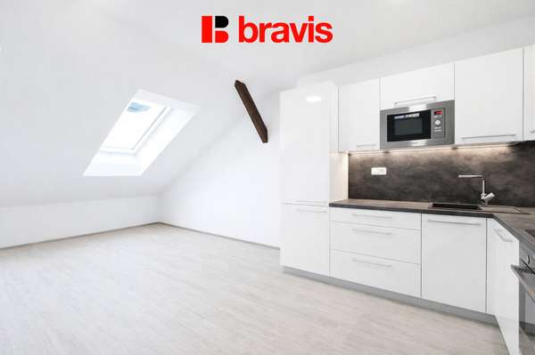 Apartment for rent 2+kk, Brno - center, Koliště street, attic apartment, air conditioning, underfloor heating