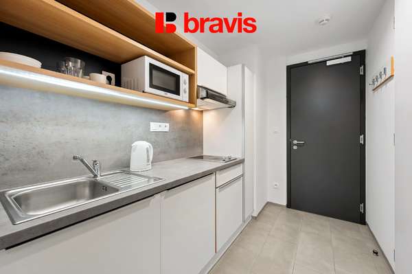 Pronájem 1+kk s balkonem, Brno - Trnitá, ulice Dornych, polyfunkční rezidence