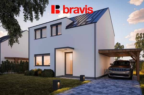 Prodej novostavby rodinného domu 107 m², Milonice u Vyškova, zahrada, tepelné čerpadlo, solární panely