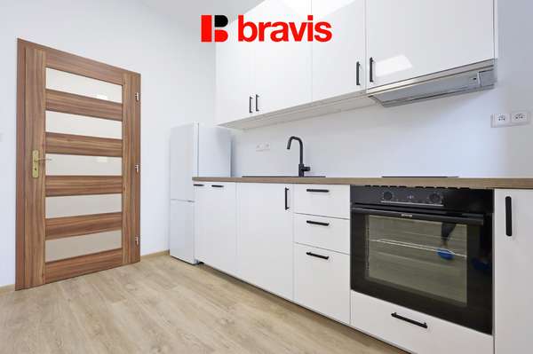 Pronájem nového bytu 1+kk, ul. Vránova, Brno - Řečkovice, balkon, zahrada, parkování