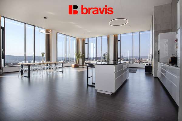 Luxusní penthous 6+kk k pronájmu, ul. Šumavská, Brno - Veveří, 18. patro, panoramatický výhled