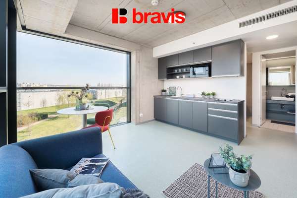 BEZ PROVIZE, Pronájem 1+kk s balkonem, Brno - Trnitá, ulice Dornych, polyfunkční rezidence