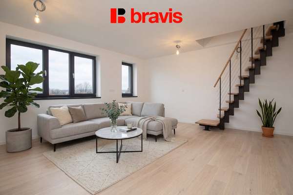 Prodej moderní novostavby bytu 2+kk+podkrovní úložný prostor, ulice Charbulova, balkon, parkování