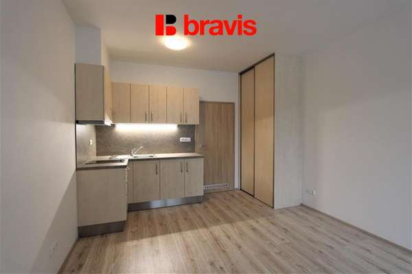 Pronájem bytu 1+kk, Brno - Řečkovice, novostavba, částečně zařízený, ul. Medlánecká