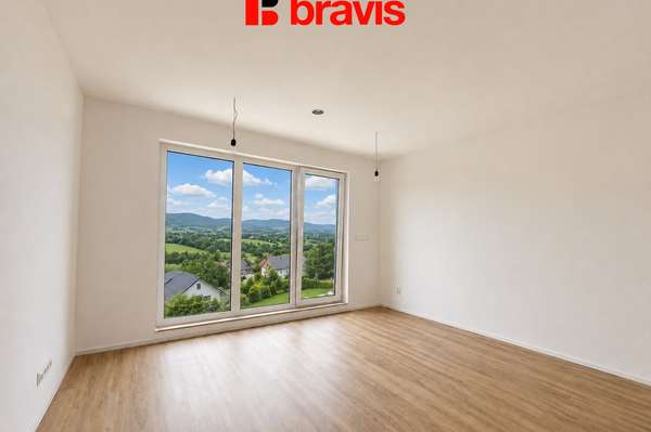 Prodej moderní novostavby bytu 2,5+kk, 56 m2, Lipůvka u Brna, balkon, parkovací stání a sklep v ceně