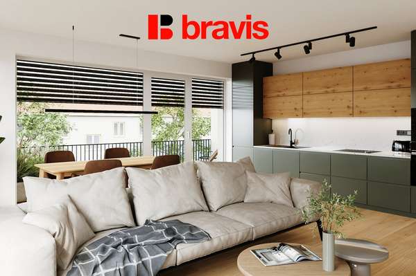 Prodej nadstandardního bytu 3+kk, 55,2 m², Brno- Horní Heršpice, s balkonem 11,7 m², sklepem, možnost parkování