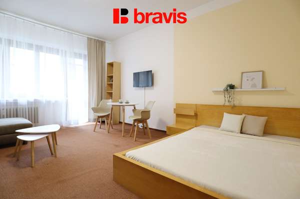 Pronájem zařízeného bytu 1+1, Brno - Veveří, ulice Bayerova, lodžie