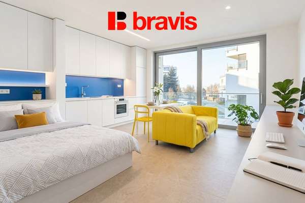 Pronájem bytu 1+kk, Brno - Pisárky, Vinařská ulice, zařízený, balkon, sklep, garážové stání