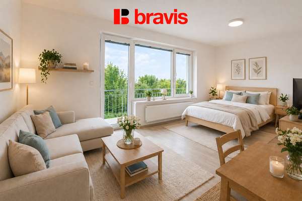 Prodej hezkého bytu 1+kk s balkónem 42m2, ul. Bělohorská, Brno - Židenice, parkování, sklep