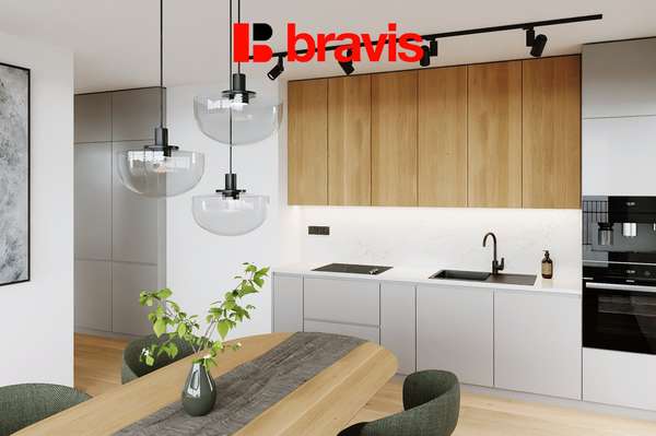 Prodej novostavby luxusního bytu 4+kk, 103,4 m², Horní Heršpice, terasa s dechberoucím výhledem 57,24 m², 2x parkování, sklep