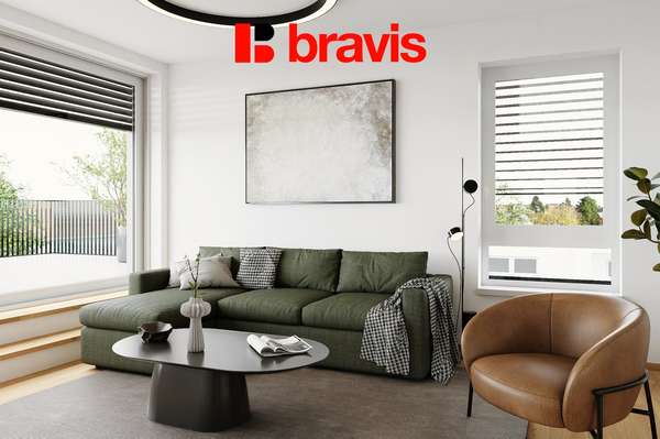 Prodej novostavby luxusního bytu 4+kk, 103,4 m², Horní Heršpice, terasa s dechberoucím výhledem 57,24 m², 2x parkování, sklep