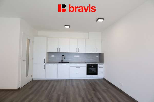 Pronájem novostavby bytu 1+kk 40 m², balkon, sklep, parkovací stání, Brno - Horní Heršpice, ulice Jižní