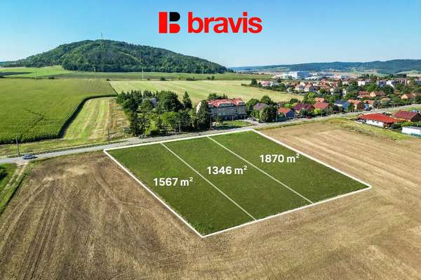 Prodej pozemku "B" o rozloze 1346 m², obec Drásov, okres Brno-venkov, projekt na výstavbu rodinného domu