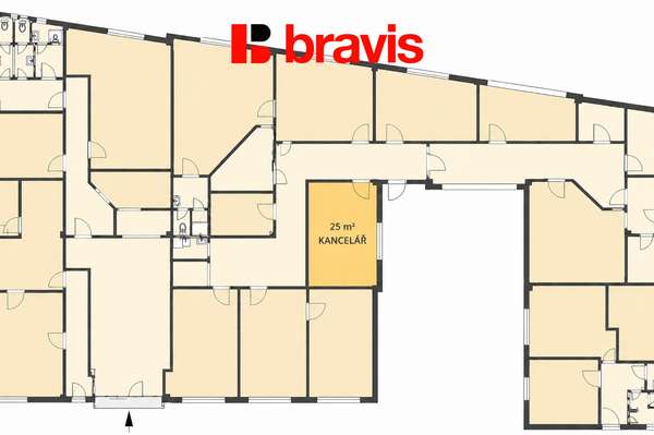 Pronájem klimatizované kanceláře 25 m², ulice Jedovnická, Brno-Líšeň