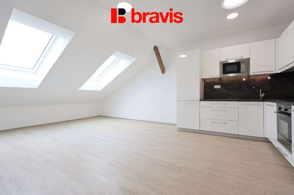 Apartment for rent 2+kk, Brno - center, Koliště street, attic apartment, air conditioning, underfloor heating