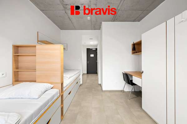 Pronájem jednolůžka v zařízeném 1+kk pro dvě osoby, 22 m², Brno - Trnitá, ulice Dornych