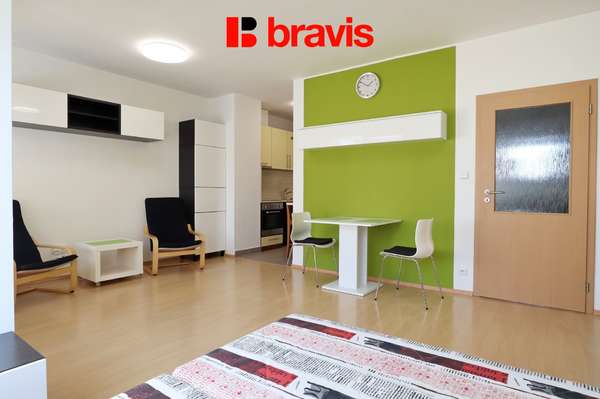 Pronájem bytu 1+kk, Brno - Lesná, Dusíkova ulice, garážové stání, sklep, balkón