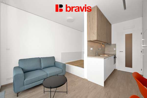 Pronájem kompletně zařízeného ateliéru 1+kk, Palác Trnitá, ul. Trnitá, s balkonem a možností garážového stání