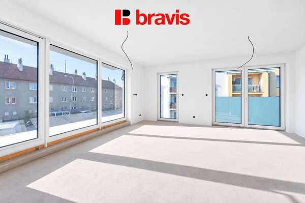 Prodej nadstandardního bytu 3+kk, 66 m², Brno- Horní Heršpice, balkon 11,7 m²,  parkování a sklep v ceně