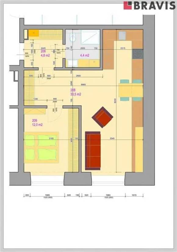 Prodej bytu 2+kk, č.207, 57,2 m<sup>2</sup>, Zastávka u Brna, výtah