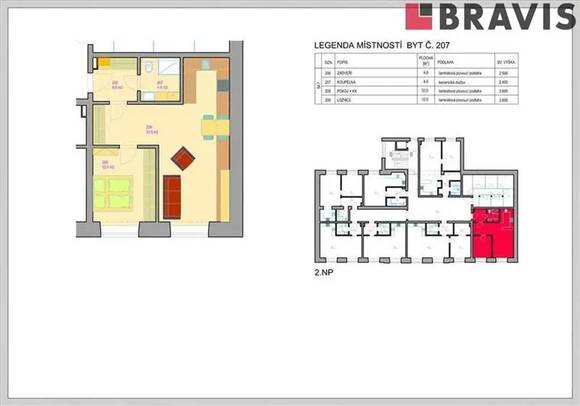 Prodej bytu 2+kk, č.207, 57,2 m<sup>2</sup>, Zastávka u Brna, výtah