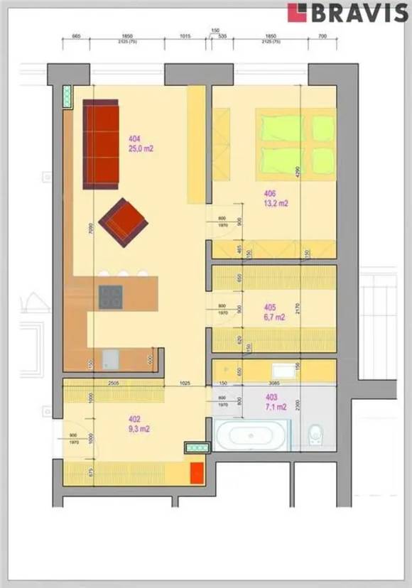 Prodej bytu 2+kk, č. 401, 64,3 m<sup>2</sup>, Zastávka u Brna, výtah