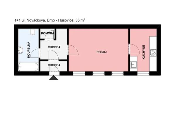 Prodej jednotky 1+1, ul. Nováčkova, Brno - Husovice, vhodný na investici