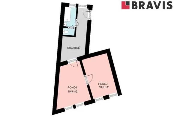 Pronájem slunného bytu 2+1, Červený Kopec, ul. Vinohrady, nezařízený, v blízkosti Spielberk Office Centre
