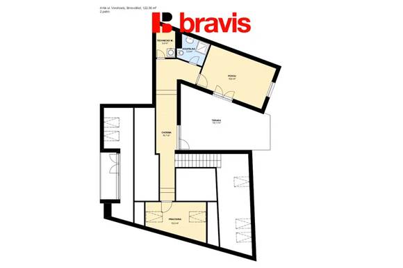 Pronájem mezonetového bytu 4+kk, ul. Vinohrady, Brno - Štýřice, terasa, lodžie