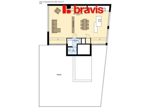 Pronájem luxusního mezonetového bytu 3+kk, ul. Soukenická, Brno - Staré Brno, vybavený, balkon, terasa, vířivka, 2x parkování