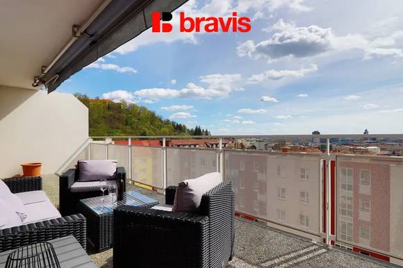 Prodej bytu 2+kk, ulice Trýbova, Brno - Staré Brno, terasa, sklep, garážové parkovací stání