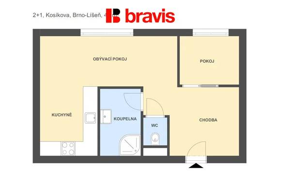 Pronájem byty 2+kk, Brno - Líšeň, ul. Kosíkova, sklep